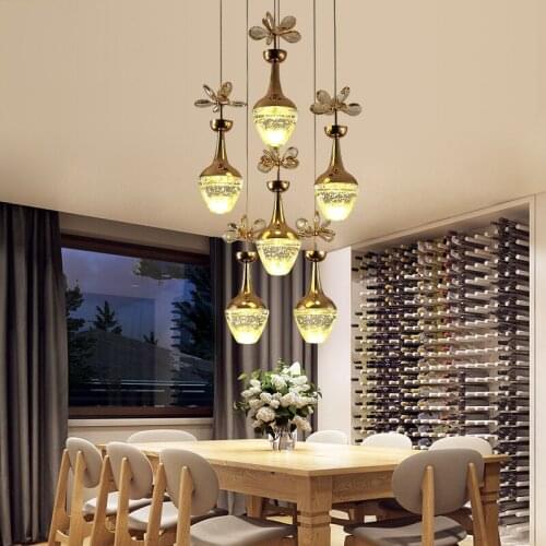 High-end restaurant crystal chandeliers 3 6 head 8 dining room post-modern minimalist creative crystal bubble led chandeliers