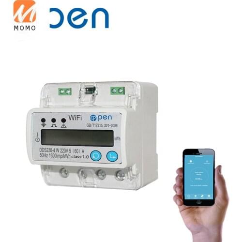 WIFI electricity meter smart energy meter 5(60)A 110V 230V Single phase Din rail over/under voltage current protection RS485