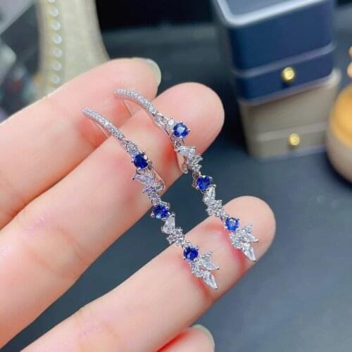 Earings Women Earrings Jewelry Silver 925 Natural Sapphire with High Quality 3mm*3mm
