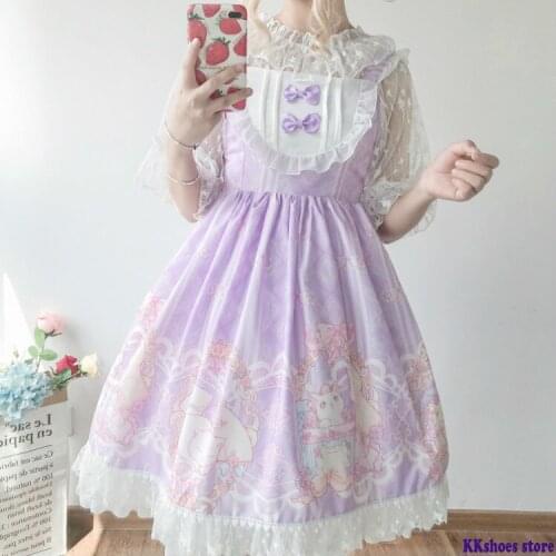 Clothing Japanese Fashion Lolita Jsk Dress Women Summer Cute Bow Cat Lolita Strap Gothic Tea Party Sweet Lolita Dress