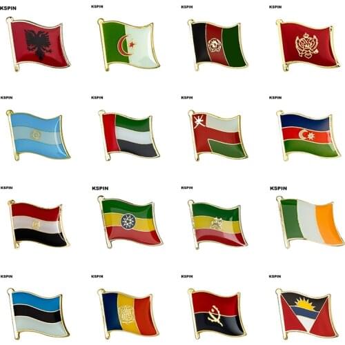 Flag Laple Pin Badge Brooch Albania Algeria Afghanistan Montenegro Argentina Oman Azerbaijan Egypt Ethiopia Estonia