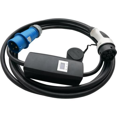 16A Type2 EV charger IEC62196 With LCD display EV Adjustable Current Single phase Car Charger EVSE 62196