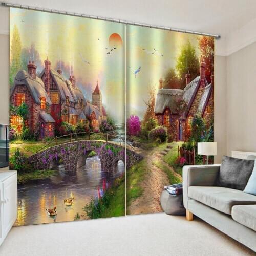 Nature scenery painting curtains 2 Panel/Set 3D Window Curtains Wolf Printing Drapes for Bedroom Decoration curtains
