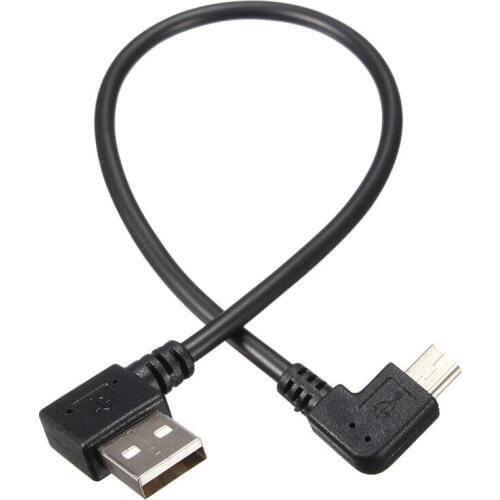 200pcs/lot 25cm 90 Degree USB 2.0 Male A To Mini USB 2.0 Male B Data Sync Charger Cable For Camera MP3 GPS HDD