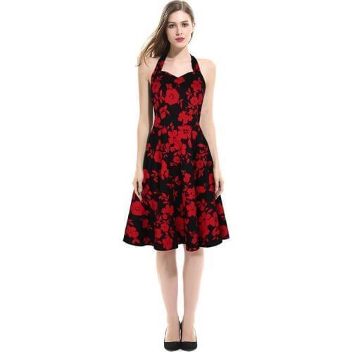 2018 explosion free delivery door dress fashion women print flowers leak back high waist big dress dress vestidos plus size G53