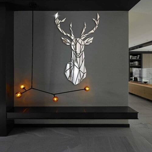 Nordic 3D Deer Mirror Wall Stickers Acrylic Sticker Mural Kids Room Living Room DIY Home Decoration Art Decal New Year Decor