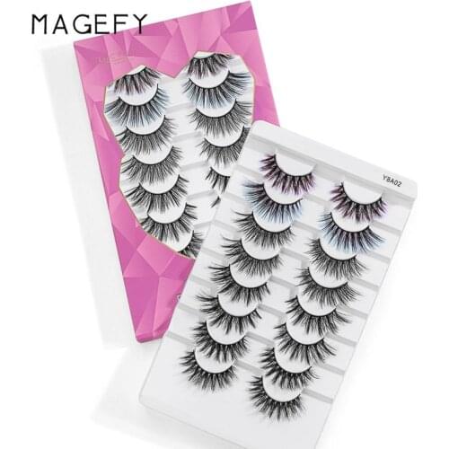 8 Pairs 3D Color Mink Eyelashes Natural Thick Long False Eyelashes Dramatic Fake Lashes Makeup Extension Eye Makeup Tool