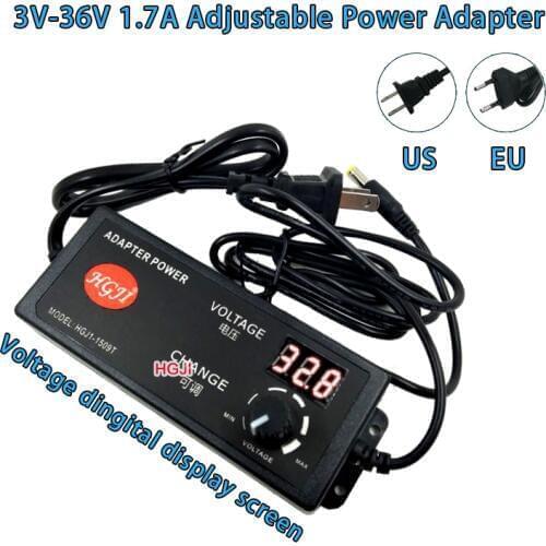AC90V-250V to DC 3.8V-37V 1.7A adjustable power adapter dc35V 30V 24v 22v 4.5v 7v 8v with display screen LED motor speed switch