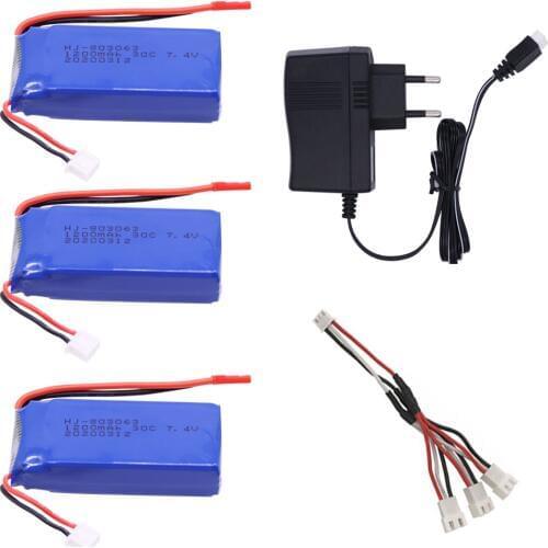 7.4v 1200mAh Lipo Battery with EU charger For YiZhan X6 MJX X101 X102h X1Brushless H16 WLtoys V353 V333 V323 V666 V262 RC Parts