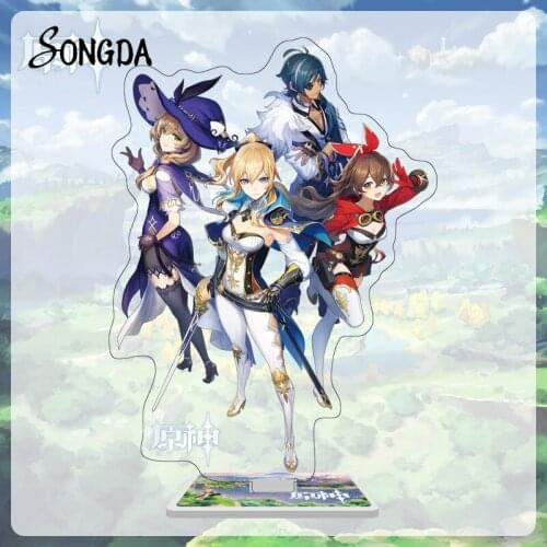 Anime Genshin Impact Diluc Venti Klee Keqing Qiqi Acrylic Figure Stand Model Plate Desk Standing Sign Decor Jewelry Wholesale