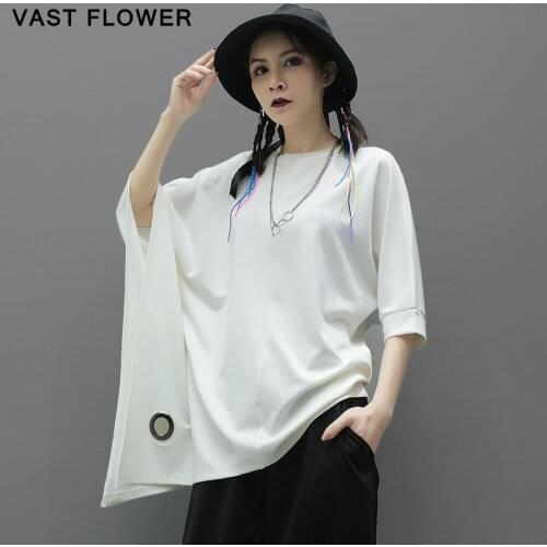 Irregular Hollow Out Loose T-shirt Women New O-Neck Half Sleeve Casual T Shirt Femme Tops Fashion Clothes Spring Summer 2021
