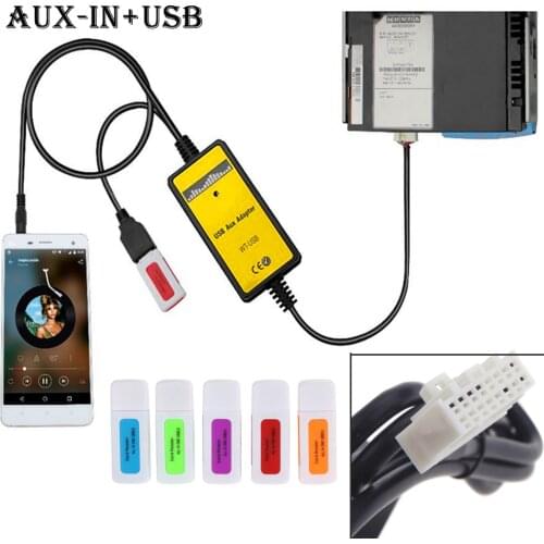 Auto Car USB Aux-in Cable Adapter MP3 Player Radio Interface for Mazda 323/3/5/CX7/MX5/MPV/Miata 2*6Pin Audio AUX Cable