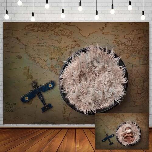 Baby Shower Newborn Backdrop World Map Globe Travel Airplane Photography Background Photo Studio Photozone Photocall Decor Props