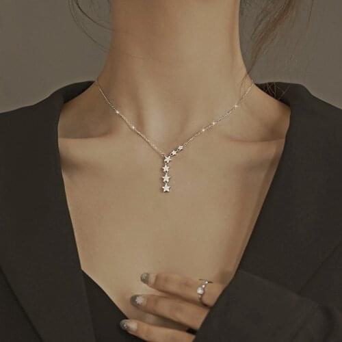 925 Sterling silver bohimia bunch star necklace 2021 new style clavicle chain simple fashion jewelry for women party wholesale