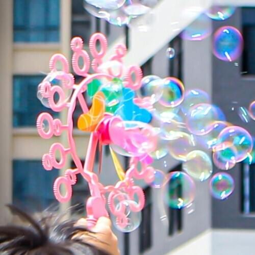 Kid Handheld Windmill Manual Bubble Blowing Wand Stick Children Outdoor Toy Bubble Gun Soap Bubble Blower Kids Child Toys