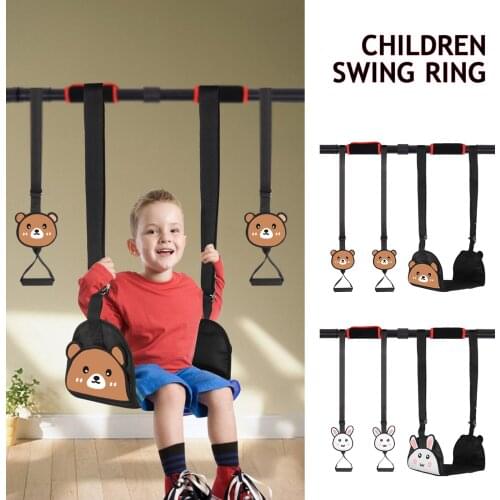 Children Gymnastic Rings Swing Home Ring With Straps Buckles Indoor Fitness Equipment Home Playground Gym Pull-up Swing