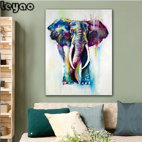 Diy Diamond Painting Abstract Elephant Full Square Round Drill 5D Diamond Embroidery colorful Animals Picture Mosaic Art Decor
