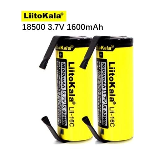 2 PCS. LiitoKala Lii-16C 18500 1600mAh 3.7 V rechargeable battery Recarregavel lithium ion battery for LED flashlight+DIY Nickel