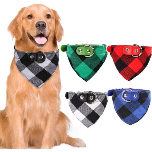 Plaid Triangle Scarf Adjustable Jewelry Dog Saliva Towel Pet Neck Set Cat Pet Check Triangle Scarf Accessories Three Size