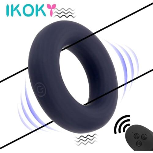 IKOKY Penis Rings Vibrator Remote Control Delay Ejaculation Erection Scrotal Binding Clitoris Stimulation 10 Speeds Cock Ring