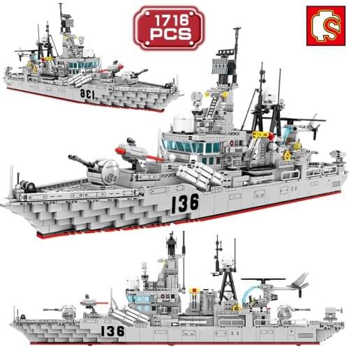 SEMBO Creative Military Guided Missile Destroyer Building Blocks Technical Army Boat Diy Bricks Toys for Boys Adult Holiday Gift