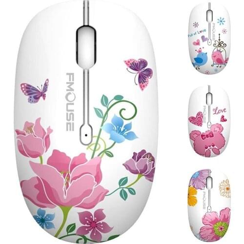 Cute M101 Ergonomics Wireless Mouse 2.4G Optical Cartoon Computer Silent Mice With USB Receiver for Macbook Laptop Kid Girl Gift