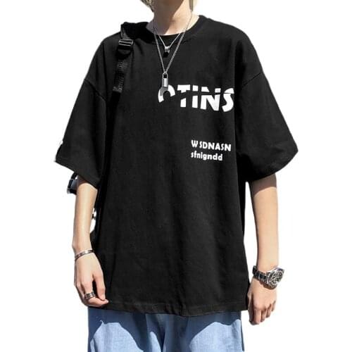 Mens fashion brand Korean trend ins Hong Kong wind half sleeve loose boys' tops Summer Hong Kong fashion mens T-shirt Joker