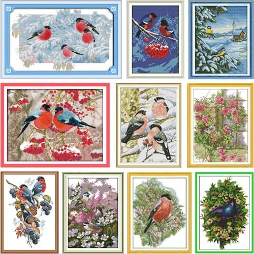 Snow Migrant Bird Cross Stitch Embroidery Kits Decor Needlework Stamped Thread Gift DMC 11CT 14CT Print Counted Fabric Craft Set