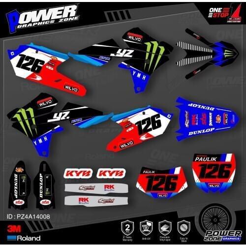 PowerZone Custom Team Graphics Backgrounds Decals 3M Stickers Kit For YAMAHA 14-18 YZ250F 15-18 YZ250FX WRF250 14-17 YZ450F 008