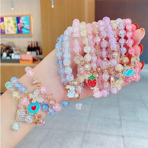 2021 Trendy Cute Women Bracelet Sets Fashion Cartoon Rabbit Bead Chain Bracelets for Child Jewelry Set Friend Girl Birthday Gift