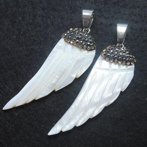 Nature shell pendants top selling items wing shape rhinestone for women bracelets making diy findings new designs top selling it