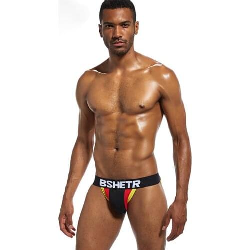 BITCED Mens Underwear Solid Color Low Waist Hips Pure Underwear Quick-drying Sexy Underwear Stitching Thong Mens Underwear