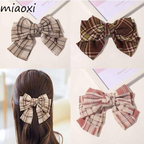 New Large Bow Spring Clip Womens Hair Clip Casual Vintage Female Hair Barrettes Girl Hair Accessories Horsetail Headband