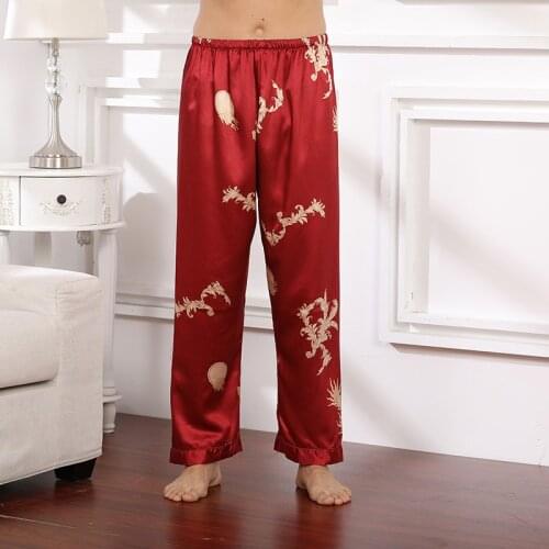 2019 New Style Mens Long pants Spring Summer Casual Silky Home Wear Male Sleep Pyjama Bath Trousers L-XXL