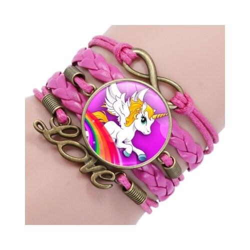 New fashionCartoon unicorn braided bracelet For child Accessories jewelry wholesale