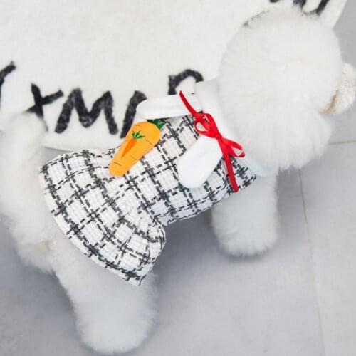 Pet Clothes Bowknot Plaid Pattern Button Closure Dress-up Warm Woolen Soft Texture Cute Pet Dogs Princess Dress одежда для собак