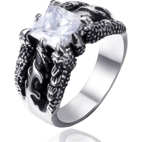 Punk Rock rings Stainless Steel Mens Biker Rings Vintage Gothic Jewelry Dragon Claw Ring for Men
