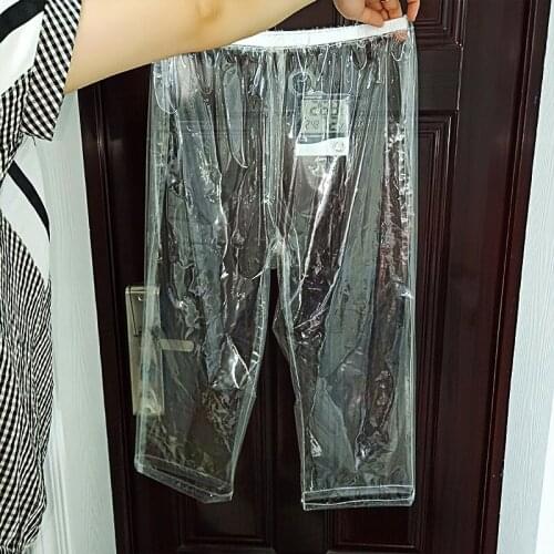 Transparent Plastic Flat Rain Pants Men PVC Elastic Waist Plastic Pajamas Streetwear Youth Vitality Pop Beach Shorts