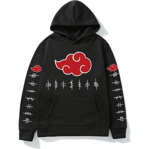 Japanese Anime Akatsuki Cloud Symbols Pullover Hoodie Men Fashion Japan Hoodies Streetwear itachi 2021autumn winter Sweatshirt