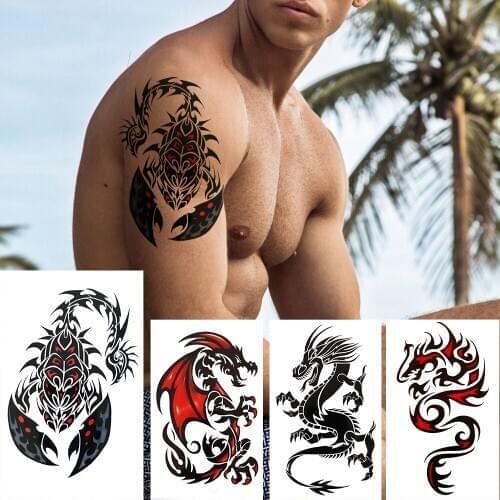Realistic Fake Scorpion Temporary Tattoos Sticker For Men Women Armband Tattoos High Quality Washable Dragon Animal Tatoos Decor