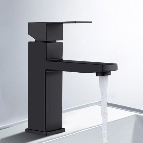 Bathroom Mixer Faucet Black Basin Faucet 304 Stainless Steel Bathroom Sink Wash Faucet Fashion Single Cold Single Handle Faucet