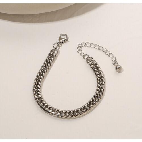 Korean Style Thin Chain Bracelet Female Fashion Hip Hop Simple Stainless Steel Bracelet Bangle Jewelry Gift For Men Women 2021