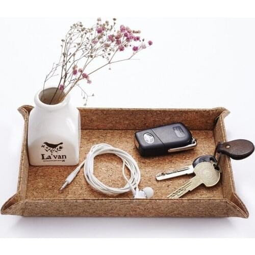 Japan Style Multi-Use Leather Storage Trays Table Organizer for Sundries Zakka Wood Doorway Keys/Coins Box