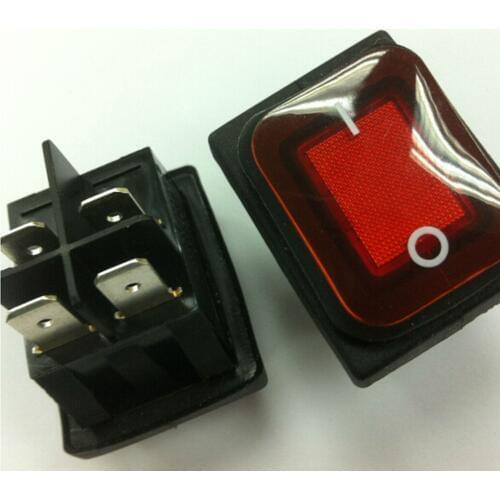 YOCOMYLY 5pcs Red IP65 Waterproof 4 Pin 2 position Rocker switch 250V/10A 125V/16A