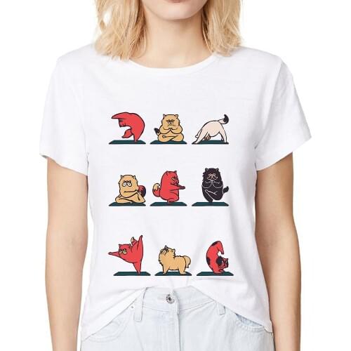 Sphynx YogaCat ExoticShorthair funny t shirt women summer new white casual femme girl kawaii streetwear tshirt short sleeve