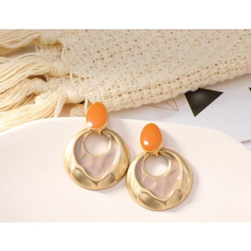 Fashion Stud Earrings Fresh Trends Sweet Girl Round Geometry Pendientes Earrings Jewelry Accessories