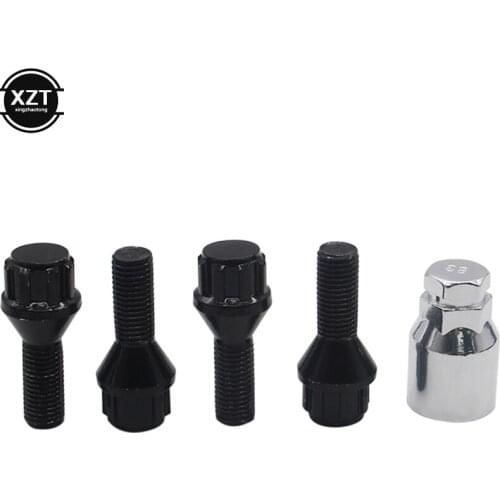 1 Set Black M12 x 1.5 4+1 FD0101 Aluminum Alloy Wheel Lock Bolt Tire Anti-theft Screws Nut For BMW E30 E36 E46 E90 2003-2013