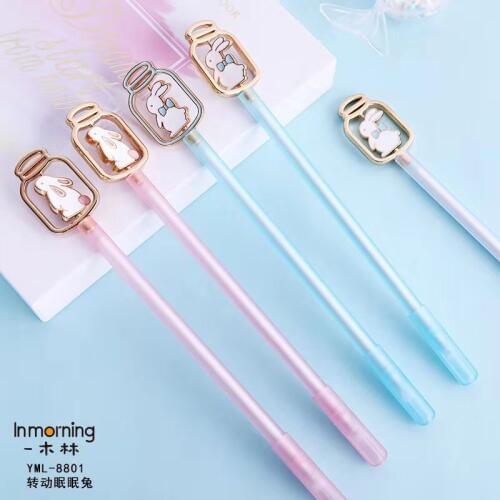 1pcs Gel Pens Rabbit spinner black colored kawaii gel-ink pens pens for writing Cute stationery office school supplies