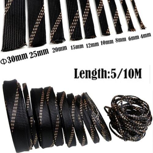 10M 4-20mm Braided Expandable Cable Sleeves Wire Protection High Density Sheathing Insulated Wire Wrapper
