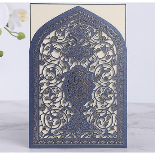 100pcs Elegant Laser Cut Wedding Invitation Cards Islamic Muslim Card Ramadan Wedding Decoration Greeting Card Party Supplies